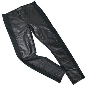 LRL Lauren Jeans Co Front Leather Jeans Sz.6 Slim Black Stretch Goth Emo Grunge